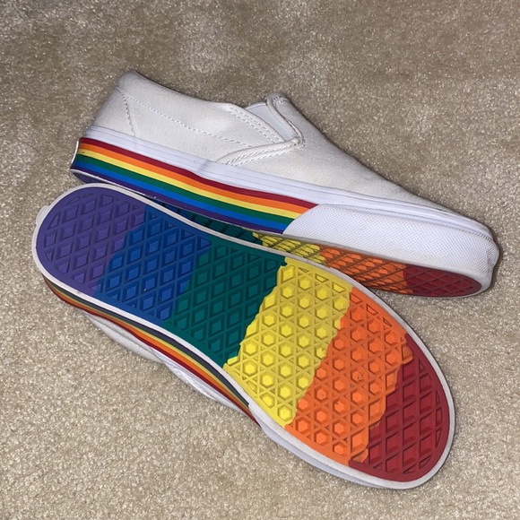 White with rainbow slip on vans - Picture 3 of 4